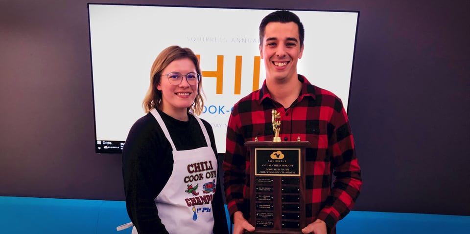 2019 Squirrels Chili Cook-off winners Rachel and Sean