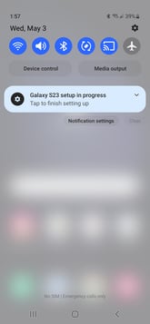 Samsung Galaxy S23 Quick Settings menu