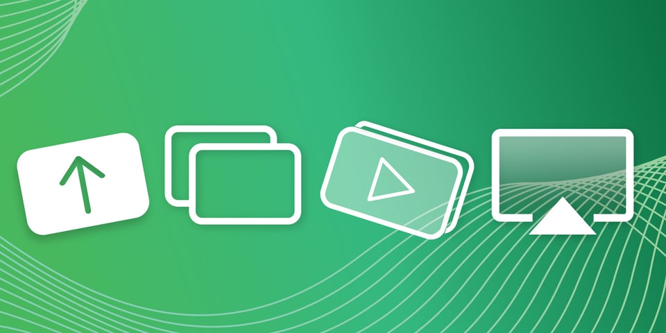 Popular icons for media streaming, mirroring, casting and screen sharing in a row