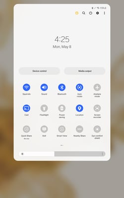 Samsung Galaxy Tab S8 Quick Settings menu