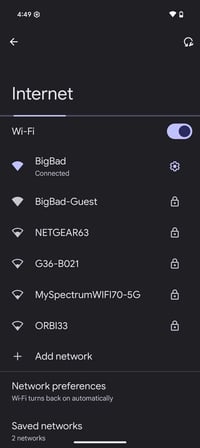 Google Pixel 9 wifi menu