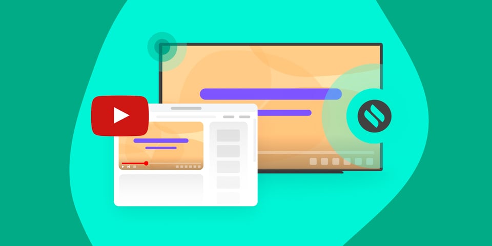 Illustrated image showing a YouTube video streaming to a Ditto display 