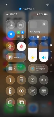 Control Center on iPhone 17