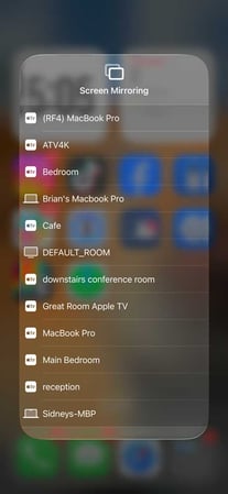 A list of AirPlay receivers on iPhone 17