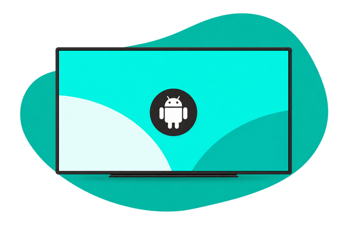 Android logo on a TV screen