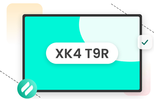 A display with a room code on the screen.