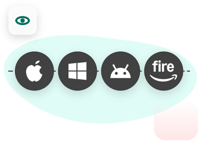 Apple, Microsoft, Android and Amazon Fire logos in a row