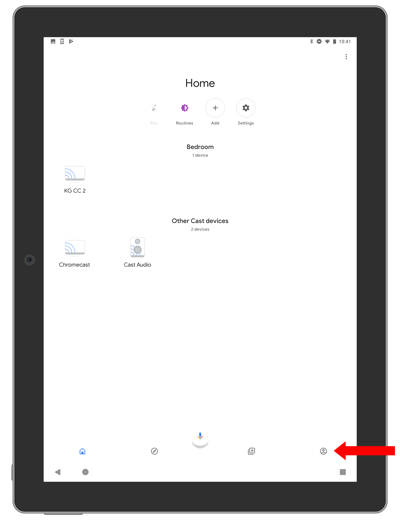 Google Home app on tablet