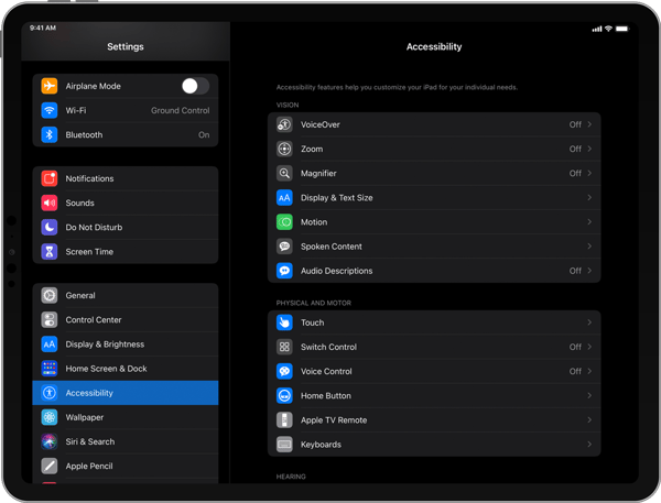 iPad Accessibility Settings