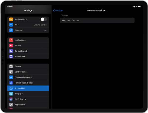 iPad Bluetooth mouse connected