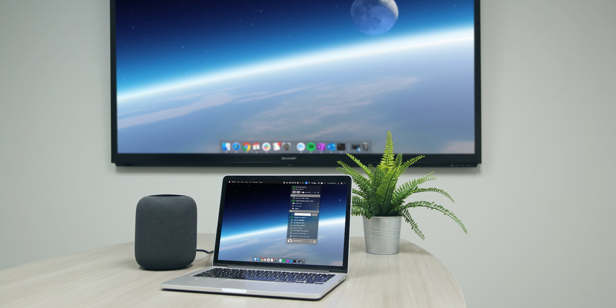 AirParrot extending desktop and streaming to Apple HomePod