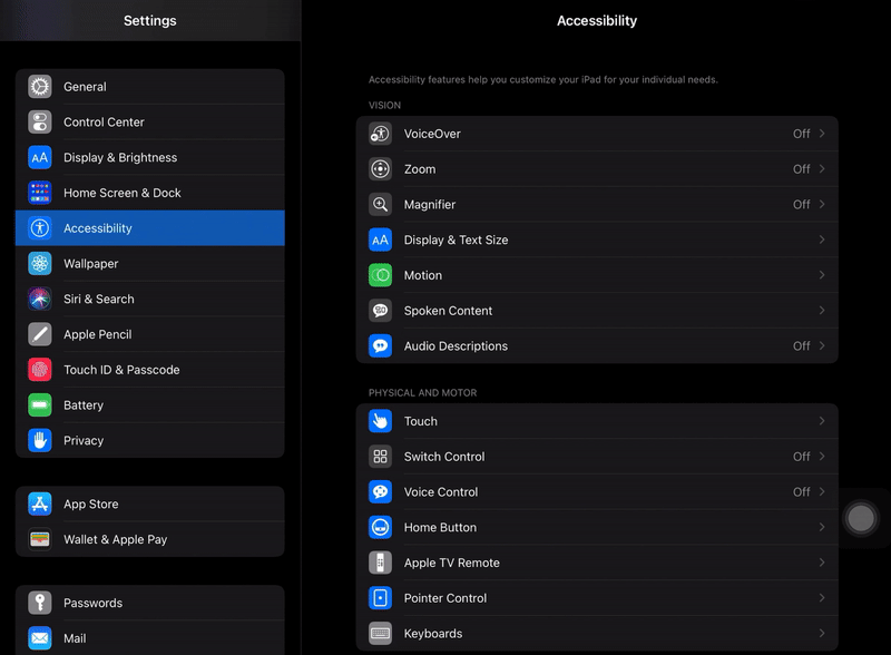 iPad changing pointer scrolling tracking speed