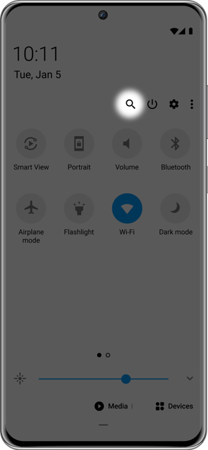 Samsung Galaxy Quick Settings Search