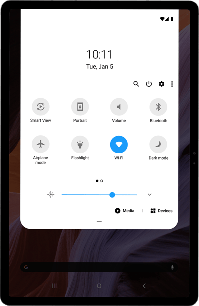 Samsung Galaxy Tab Full Quick Settings Tray