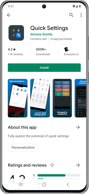 Samsung Play Store Quick Settings App