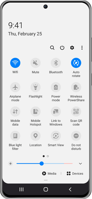 Samsung Quick Settings Tray Extended View