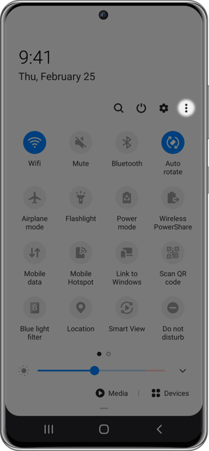 Samsung Quick Settings Tray More Options