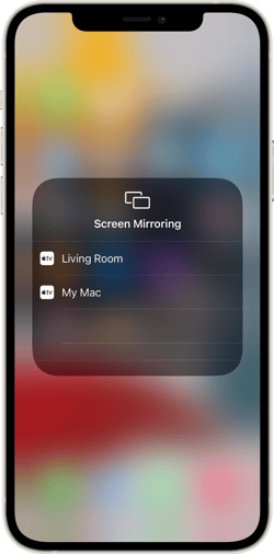 iPhone Screen Mirroring list of AirPlay receivers
