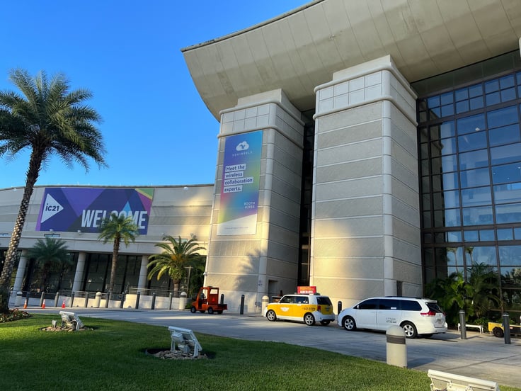 Squirrels banner hangs outside InfoComm 2021