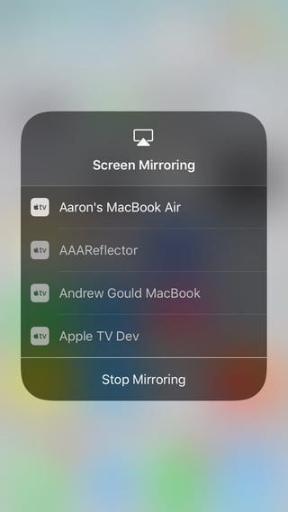 iOS 11 Control Center - Screen Mirroring 