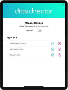 Ditto Director allow or deny devices menu
