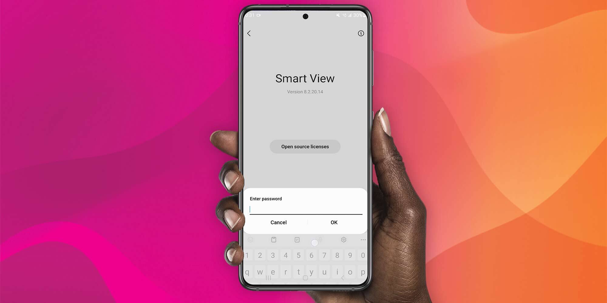 Secret Smart View menu on a Samsung Galaxy phone