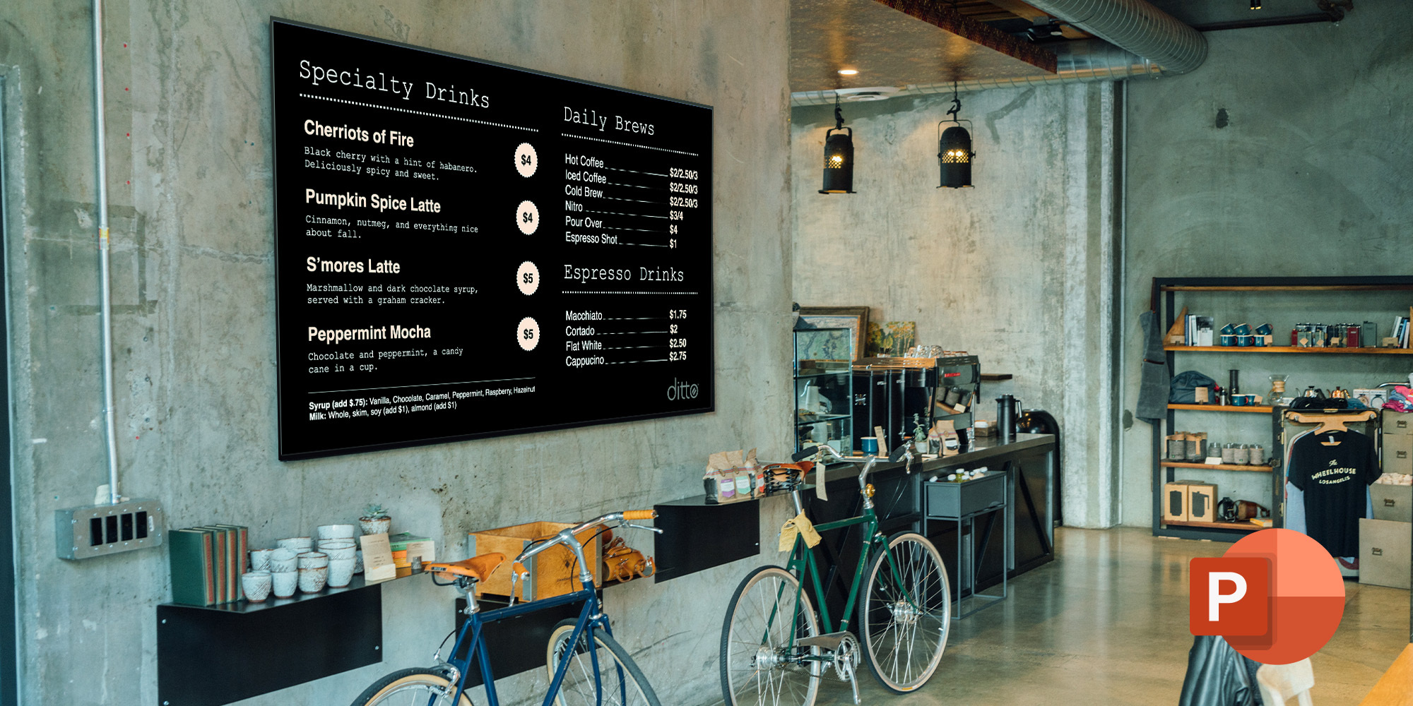 Digital menu boards from Microsoft PowerPoint